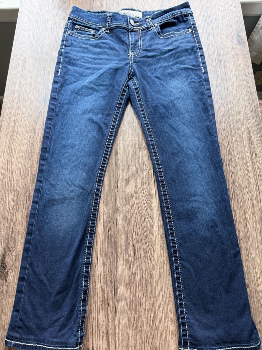 BKE Denim Jeans with White Contrast Stitching - Dark Blue